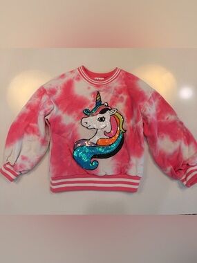 Lola + The Boys Pink Tie-Dye Unicorn Sequin Sweatshirt! Size 4